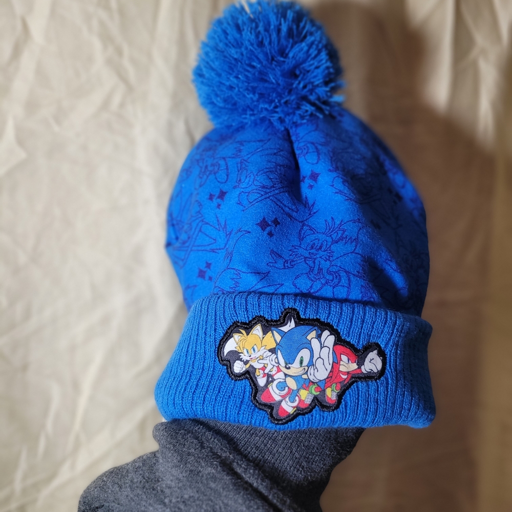 Blue Beanie With Character Patch - image 1